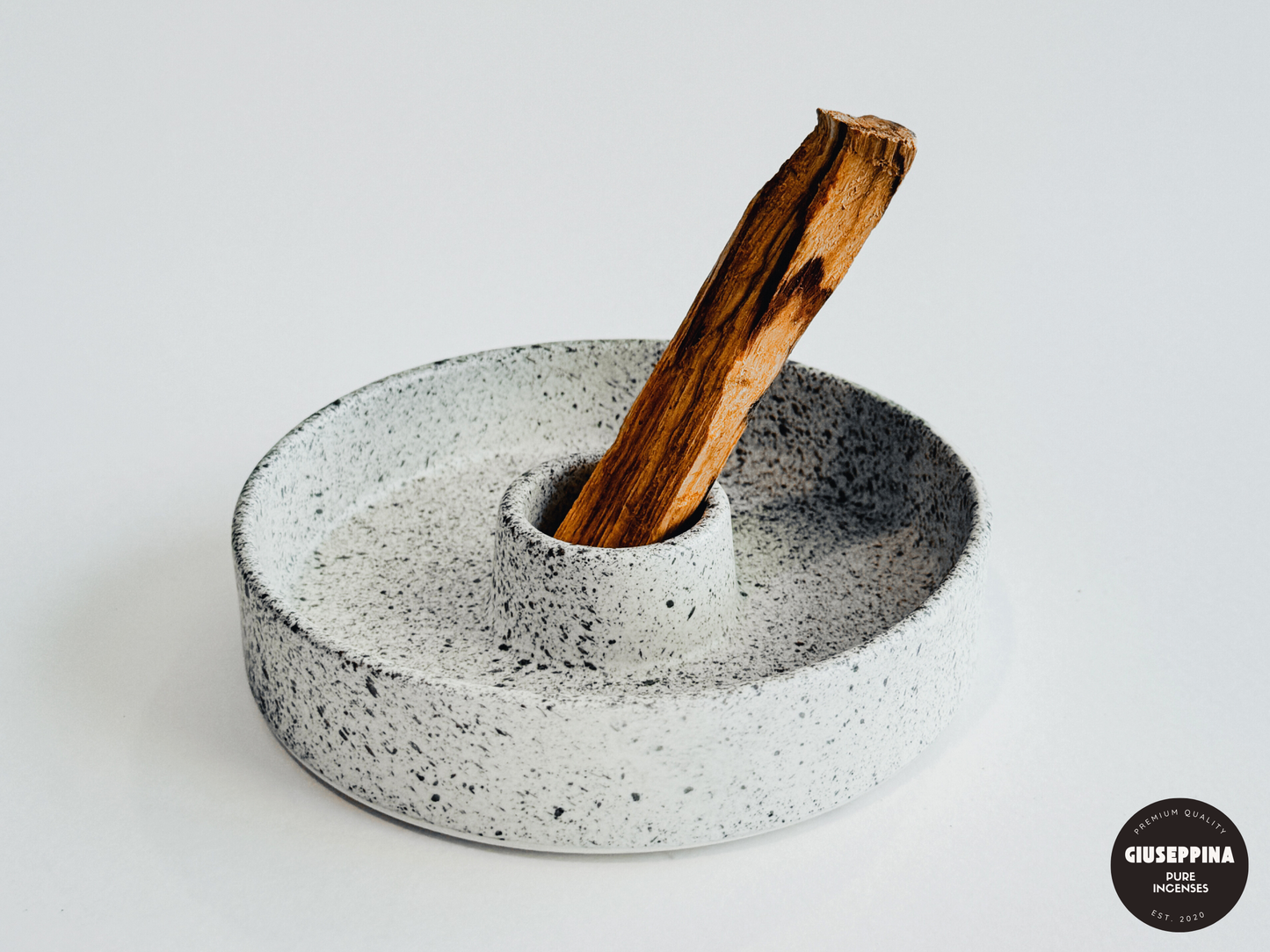 Ceramic Incense Holder - Black and White Speckled Color