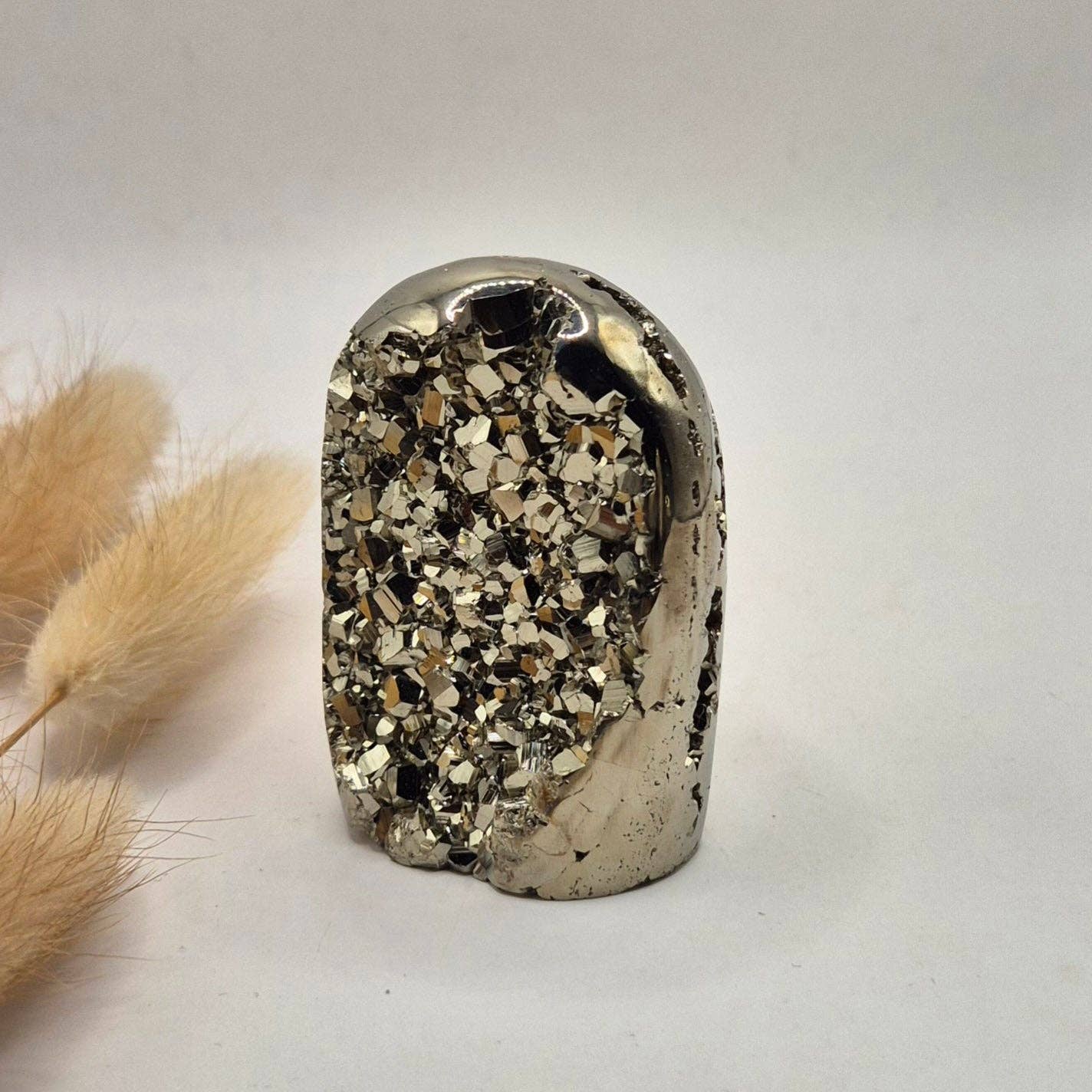 High Quality Gemstone Pyrite Freeform (172 g) – Natural Druzy & Metallic Shine: #7 133g