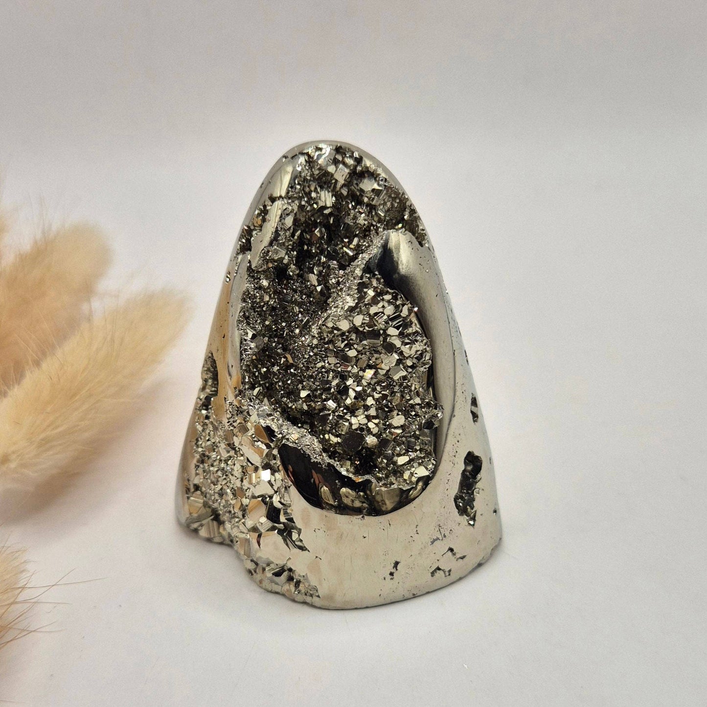 High Quality Gemstone Pyrite Freeform (172 g) – Natural Druzy & Metallic Shine: #7 133g