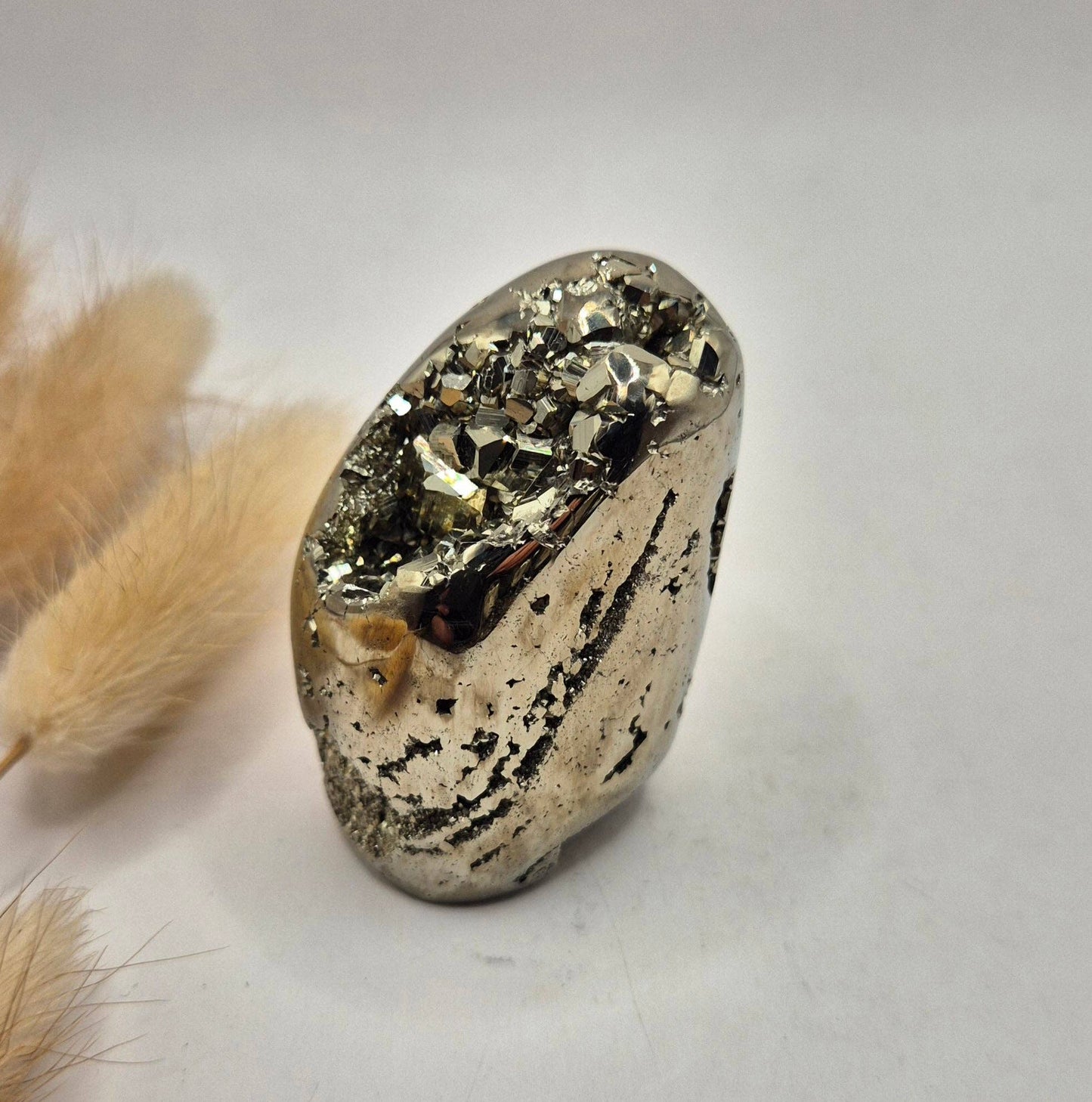High Quality Gemstone Pyrite Freeform (172 g) – Natural Druzy & Metallic Shine: #4 146g