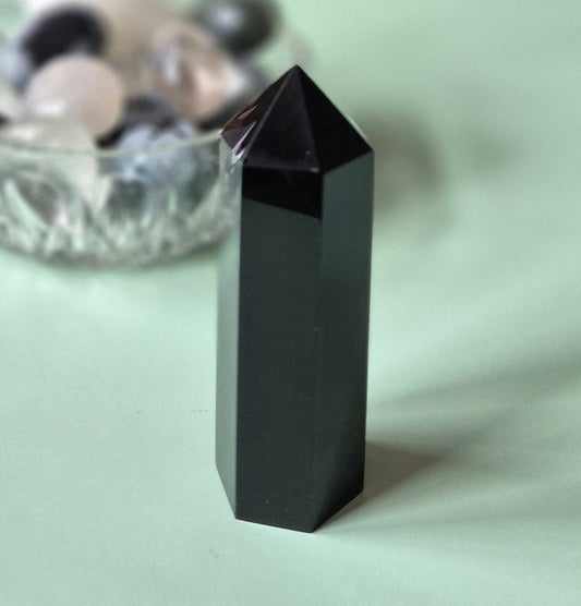 Hand crafted Black Obsidian Tower