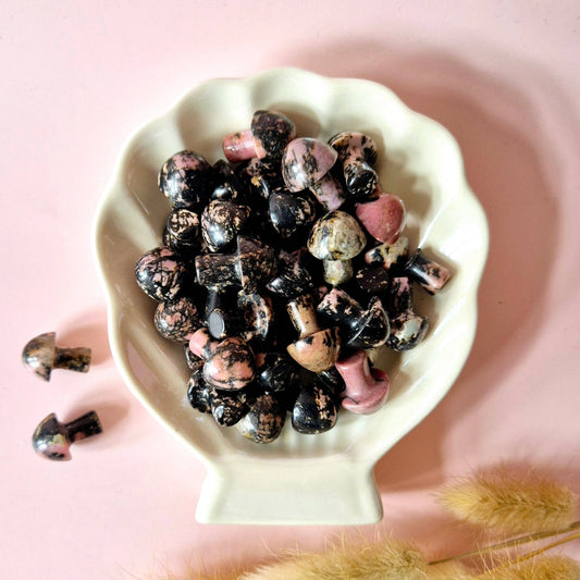 Mini Gemstone Mushroom – Rhodochrosite (2 cm) Mushroom Mushie