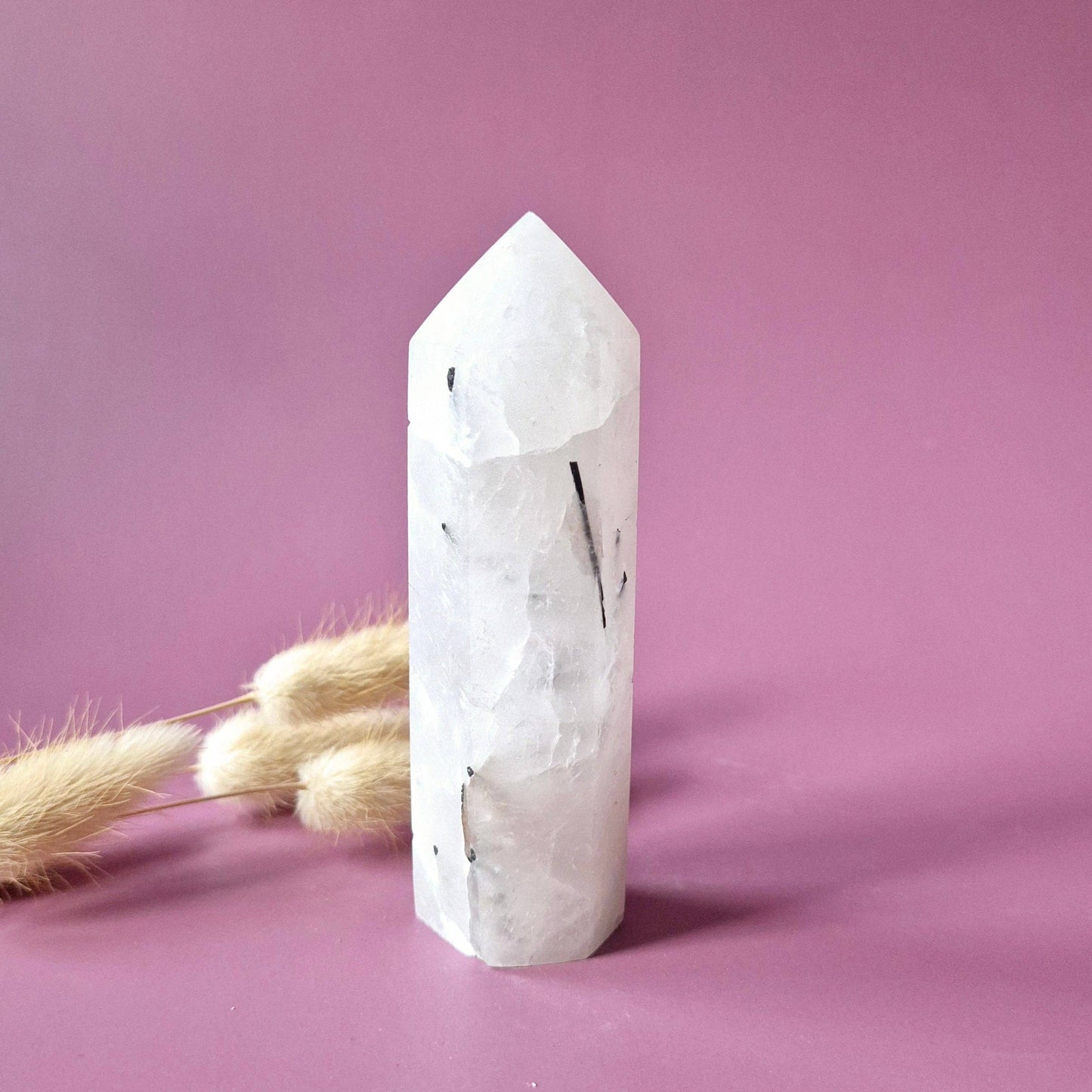 Gemstone Black Tourmaline in Quartz Tower (8–10 cm) Protective • Purifying • Balancing